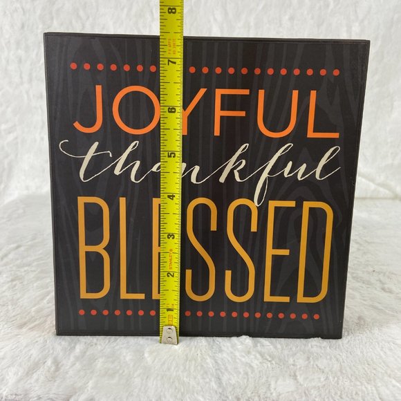 Joyful Thankful Blessed wooden Box Sign Shelf Sitter Plaque Fall Decor - Picture 4 of 6
